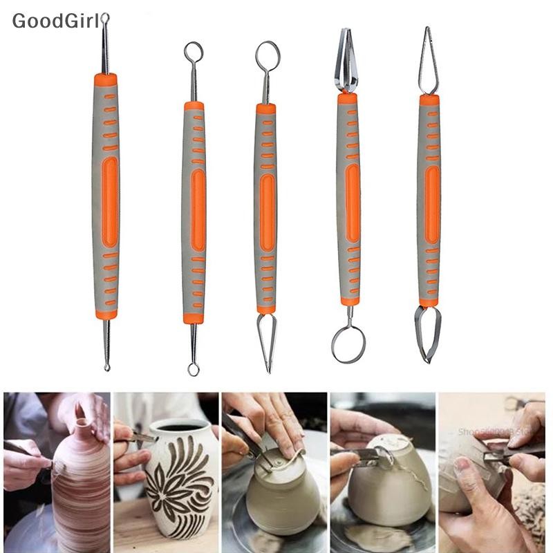 [GoodGirl] Công cụ kết cấu đồ gốm Dao khắc thủ công DIY Tay cầm bằng nhựa Vòng hai đầu Khắc Dao đất sét Công cụ khắc mịn VN