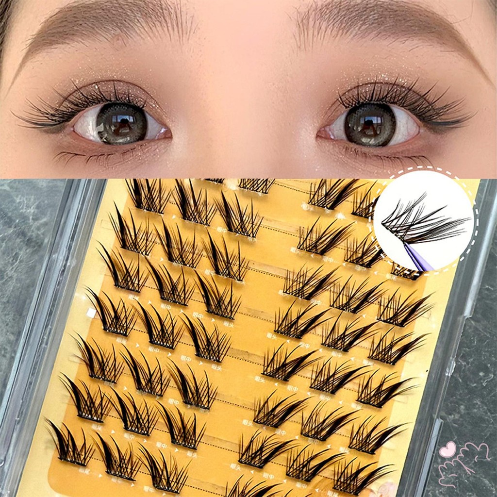 IOIIK 8 hàng-- Cụm mi dán sẵn màu đen Tự nhiên & Wispy Lash Wisps Quà tặng hoàn hảo cho bé gái hoặc nữ