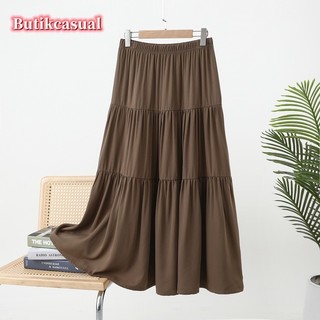Váy lụa cotton nữ cạp cao xếp ly mỏng váy cỡ lớn mùa hè 2025 váy dài Twill