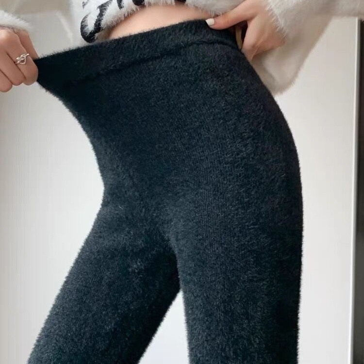 Thường Ngày Dày Phụ Nữ Giữ Ấm. Quần Legging Lông Cừu Skinny Ôm Hơn Nhìn Co Giãn Skinny Quần Ngoài Quần Cotton Cao Cấp