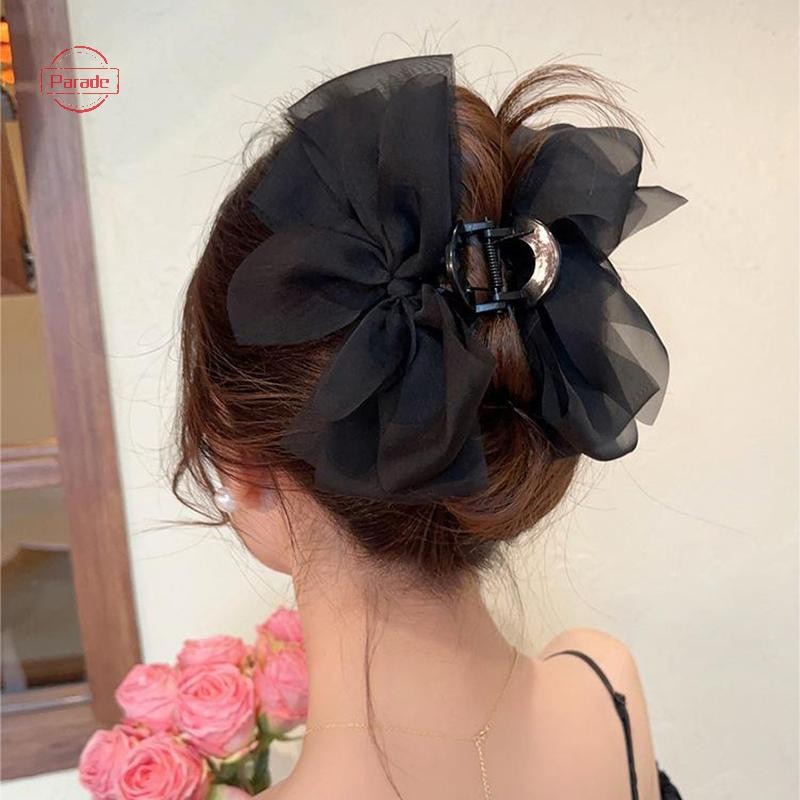 Diễu Hành Thời Trang Lưới Nơ Kẹp Nữ Đuôi Ngựa Bím Tóc Thanh Lịch Cô Gái Phụ Kiện Tóc Quà Tặng Kẹp Mũ VN