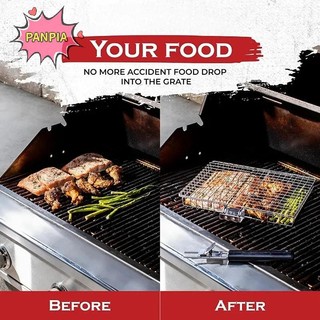 Pnpia Giỏ Nướng Inox Lớn Gấp Giỏ Nướng Di Động Cắm Trại Ngoài Trời Giá BBQ Cho Phụ Kiện Nấu Ăn Boutique