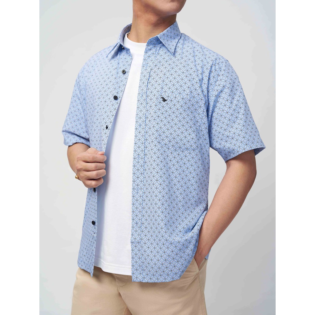 Sơmi ngắn tay lai ngang VIETTIEN SMART CASUAL vải Hoa Hồng form REGULAR VT00000217