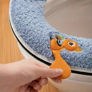 Vỏ bọc bồn cầu JEREMY, Đệm ngồi Closestool mềm mại ấm áp, Nhà hoạt hình thiết yếu Dễ thương Làm dày nắp bồn cầu Thảm phòng tắm