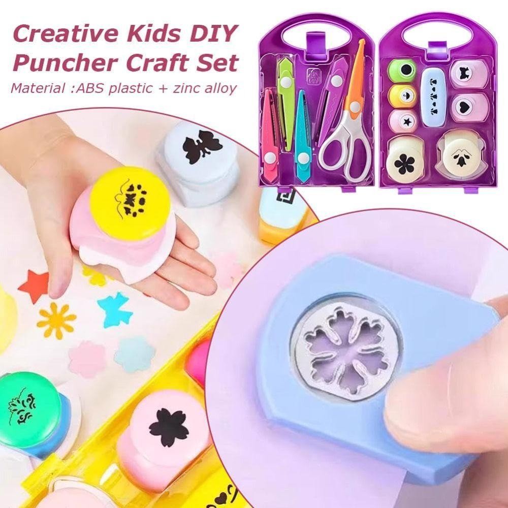 ESSENCEH Kids Craft Hole Punch Shapes Set, Bộ thủ công DIY kích thước nhỏ thủ công, các dự án DIY có hộp lưu trữ Nhựa cho trẻ em từ sáu tuổi trở lên