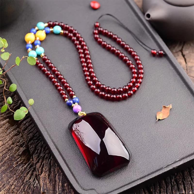 Máu Hổ Phách Mặt Dây Chuyền Giọt Nước Không Có Vấn Đề Thương Hiệu Hổ Phách Cũ Sáp Ong Dài Áo Len Dây Chuyền Nam Nữ Phong Cách Cặp Đôi Thời Trang Mặt Dây Chuyền