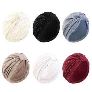 Mũ Turban Ấn Độ MERIGGIARE, Hijab Hồi giáo thắt nút sáng bóng, Bandanas Sequin nữ