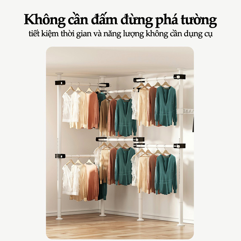 𝐎𝐥𝐢𝐟𝐞 Thanh Treo Không Cần Khoan Giá Treo Quần Áo Dung Tích Lớn Giá Treo Quần Áo Cài Đặt Dễ