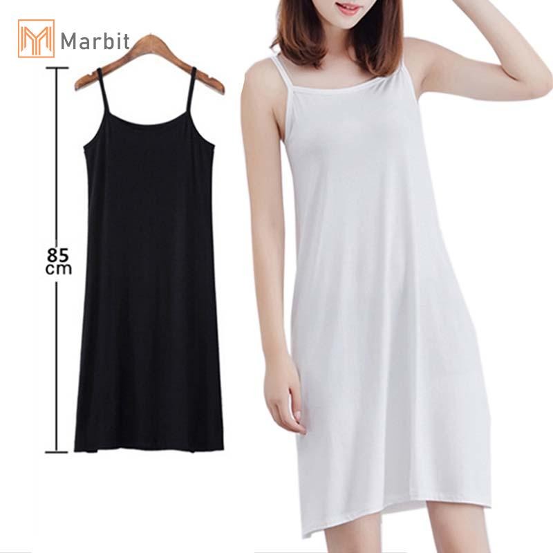Marbit Nữ Màu Trơn Đầm Camisole Spaghetti Dây Dài Top Trượt Mini Đầm Mới