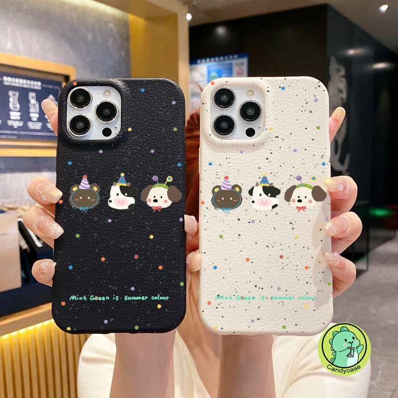 Ốp Da Cho OPPO Find X8 Pro X7 A79 5G F27 Pro Plus A59 2023 F11 A9 A5 A53 2020 A53s R17 R15 Bao Hoạt Hình Dễ Thương Gấu Con Chấm Bi Màu Kẹo Vỏ Điện Thoại Mềm Có