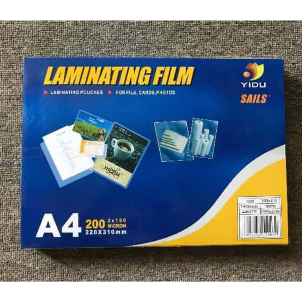 Phim nhựa ép nóng laminage la mi nát hiệu Yidu A4, độ dầy 2x80mic: hộp 100 tờ