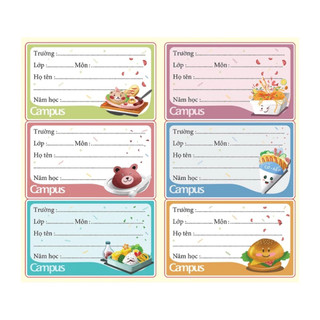 [ 1 XẤP ] Nhãn Dán Tập Vở Campus Food NT - FOOD18 (Tập 12 nhãn)
