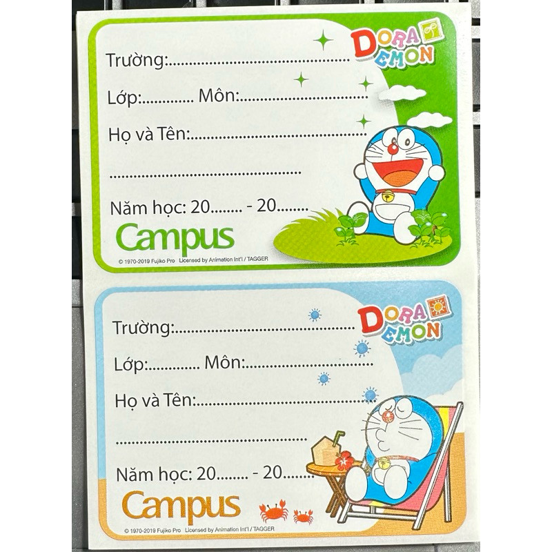 [ HÌNH THẬT] Nhãn vở, nhãn dán, nhãn tập Campus Kokuyo KUSUMI , ONE PIECE, ZOO, MODEL&KOOL, FOOD, DOREAMON, LINE FIELD.