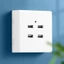 Ổ cắm điện treo tường ngôi sao với 2 4 cổng USB Giải pháp sạc nhanh đa chức năng cho văn phòng tại nhà và định vị công cộng