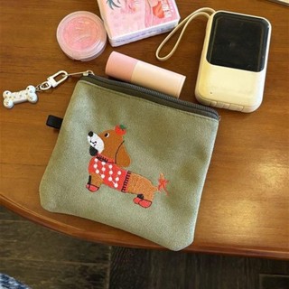 Ví đựng tiền xu GUSTAVA, Ví dây kéo thêu chó xúc xích, Canvas dễ thương Nhẹ chống nước Túi lưu trữ Mini Tai nghe