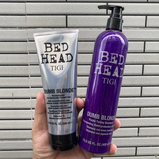 Gội xả tím khử vàng cho tóc tẩy, bạch kim Tigi Bed Head Dumb Blonde Purple Toning 400mlx2 [ TN ]