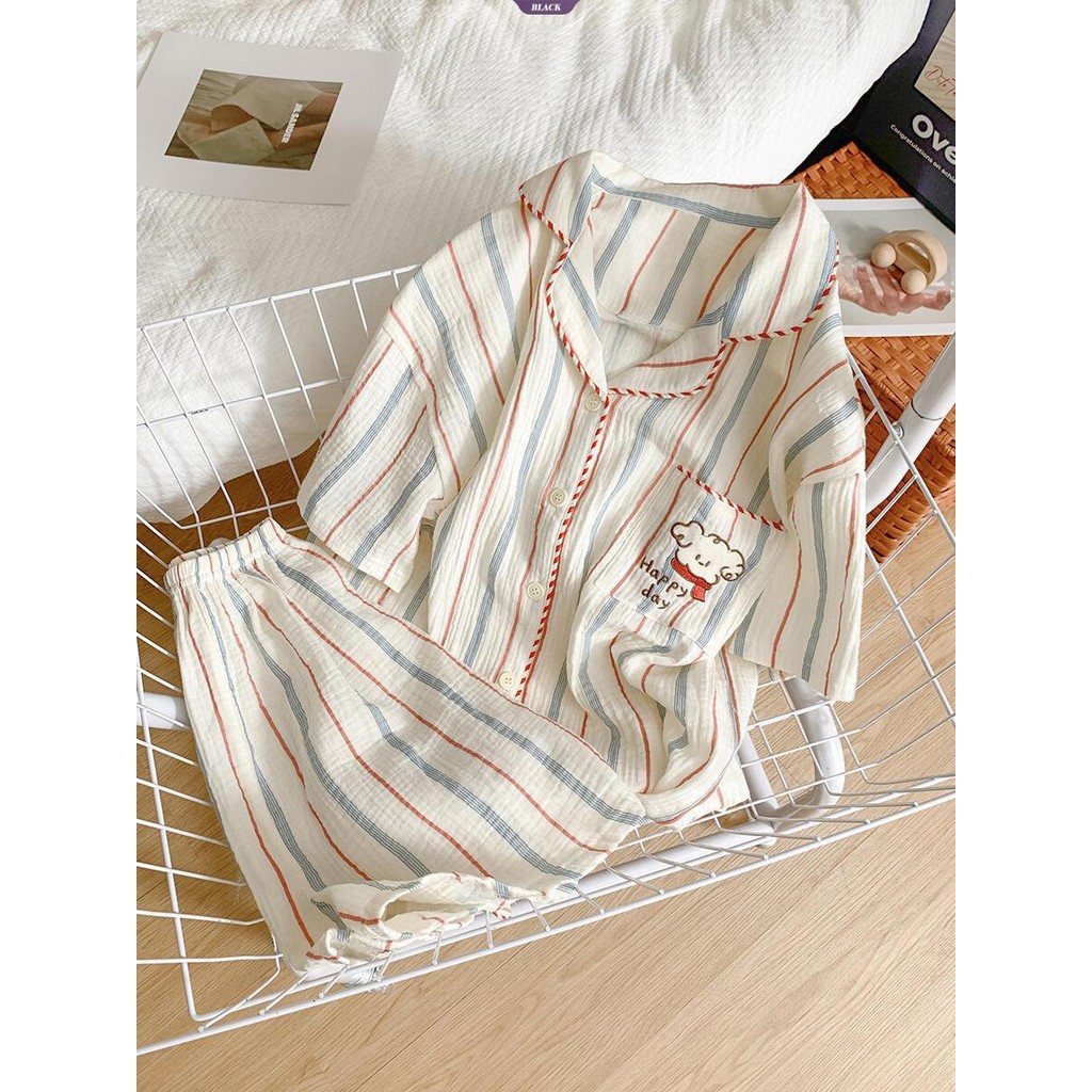 Bộ Đồ Ngủ Chó Xoăn Nữ Ins Phong Cách Mùa Hè Mới Dễ Thương Ngọt Ngào Quần Short Tay Ngắn Giá Trị Cao Bộ Quần Áo Gia Đình [BL]