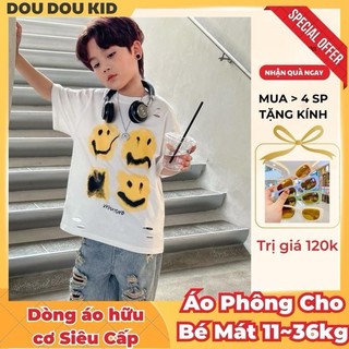 APMC01 - Áo Phông Mặt Cười Cho Bé Từ 11-36kg Chất Đẹp QC Cổ tròn Cotton chính phẩm nặng tay