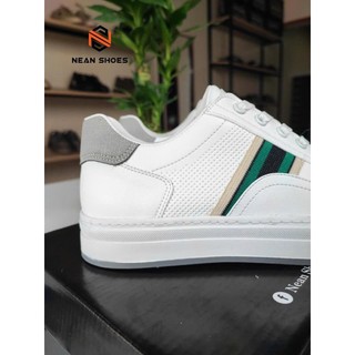 Giày nam 2 NA290 màu cổ lửng da Microfiber, có màu Trắng, Kem đế cao su đúc, đi êm không đau chân. Shoes Đế Bằng