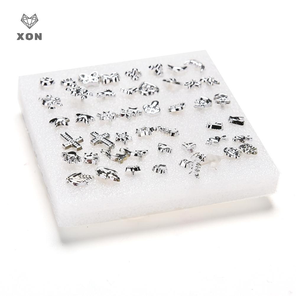 XON Set 24 đôi khuyên tai nhựa mạ bạc thời trang