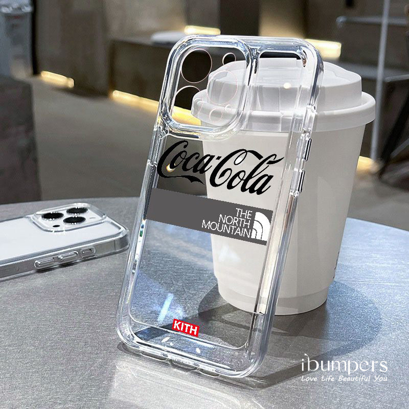 ibumpers Ốp Điện Thoại iPhone Hợp Tác Hợp Thời Trang Cocacola North Face Ốp Lưng Trong Suốt TPU Mềm Chống Sốc Cho IPhone 16 15 14 12 13 11 Pro Max IP 7 8 Plus X XS XR