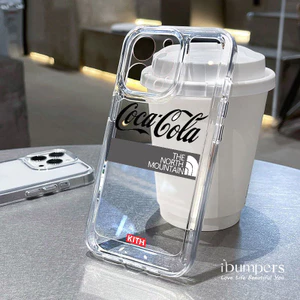 ibumpers Ốp Điện Thoại iPhone Hợp Tác Hợp Thời Trang Cocacola North Face Ốp Lưng Trong Suốt TPU Mềm Chống Sốc Cho IPhone 16 15 14 12 13 11 Pro Max IP 7 8 Plus X XS XR