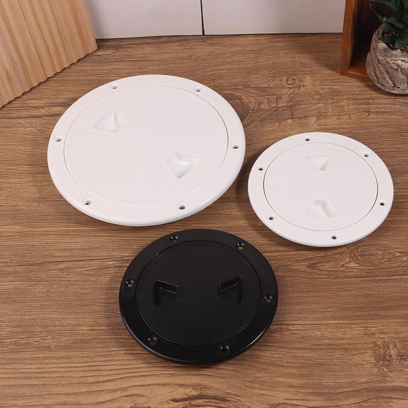TMOY 4 / 6 / 8In Nhựa ABS Trắng Đen Sàn Tròn Tấm Kiểm Tra Hatch Cover Deck Tấm Chống Trượt Có Thể Tháo Rời Cho Marine RV Du Thuyền Thuyền TCVN