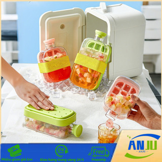 Khay Làm Đá Silicone Bình Nước Đá Viên 2 Trong 1 Nắp Nhấn Tiện Lợi Dễ Lấy Đá & Làm Sạch Nhanh Chóng