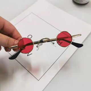 Kính Mát Tròn Nhỏ Retro Slender Khung Kim Loại Khung Tròn Kính Mát Màu Phổ Biến Để Đi Bộ Mua Sắm Du Lịch