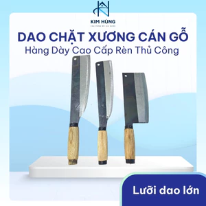 Dao Bếp Chặt Xương Rèn Tay Cán Gỗ, Hàng Loại Dày, Lưỡi Thép Cứng – Siêu Sắc Bén