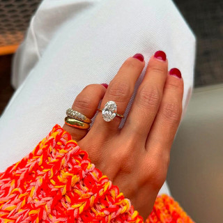 Châu Âu Mỹ ins Phong Cách Mới Carat Lớn Hình Bầu Dục Giả Nhẫn Kim Cương Nữ Phóng Đại
