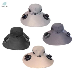 Mũ quạt năng lượng mặt trời ngoài trời Mũ xô Chống nắng thoải mái với 2 quạt năng lượng mặt trời