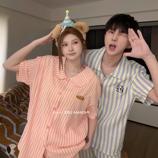 Bộ Đồ Ngủ Sọc Xanh Nữ Mùa Hè Mới Ins Phong Cách Nhật Bản Quần Short Tay Ngắn Sinh Viên Nhà Quần Áo Phù Hợp Với Áo Khoác Ngoài