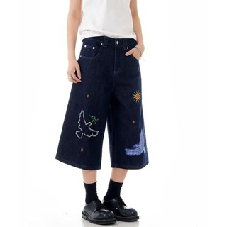 GKSSS Quần short denim nam thời trang phong cách hip-hop cổ điển kiểu Nhật Bản đường phố trung tính phong cách