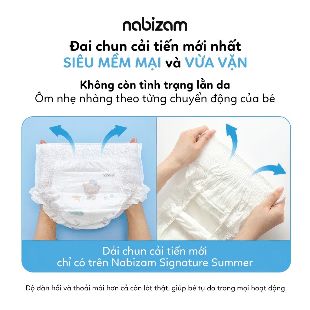 Ảnh Combo 3 Bịch Tã/Bỉm Đêm NABIZAM Signature Summer Nội Địa Hàn, Mỏng Mềm, Thoáng Khí, Siêu Thấm Hút Cho Bé 8-22kg 2