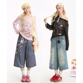 GKSSS Áo thun mới phong cách Hàn Quốc thiết kế graffiti phong cách lười biếng Áo thun dài tay chất lượng cao