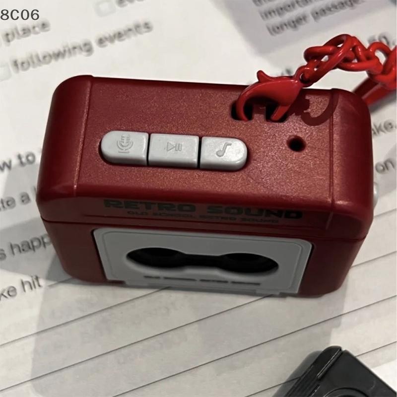 [8C06] Đầu ghi băng cổ điển Móc khóa Ghi âm Hộp nhạc Mặt dây chuyền Móc khóa Ba lô Trang trí Quà tặng cặp đôi sinh nhật [8C]