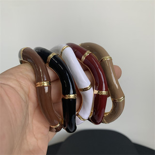 Vòng tay mở sóng không đều bằng dầu men retro kiểu Pháp, đơn giản và đa năng để sử dụng hàng ngày, vòng tay nhiều lớp tinh tế