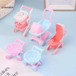 Canamek 1 / 12 Nhà Búp Bê Mô Phỏng Siêu Thị Xe Đẩy Hai Lớp Giỏ Hàng Nhà Búp Bê Mô Hình Siêu Thị Phụ Kiện Trang Trí CSF