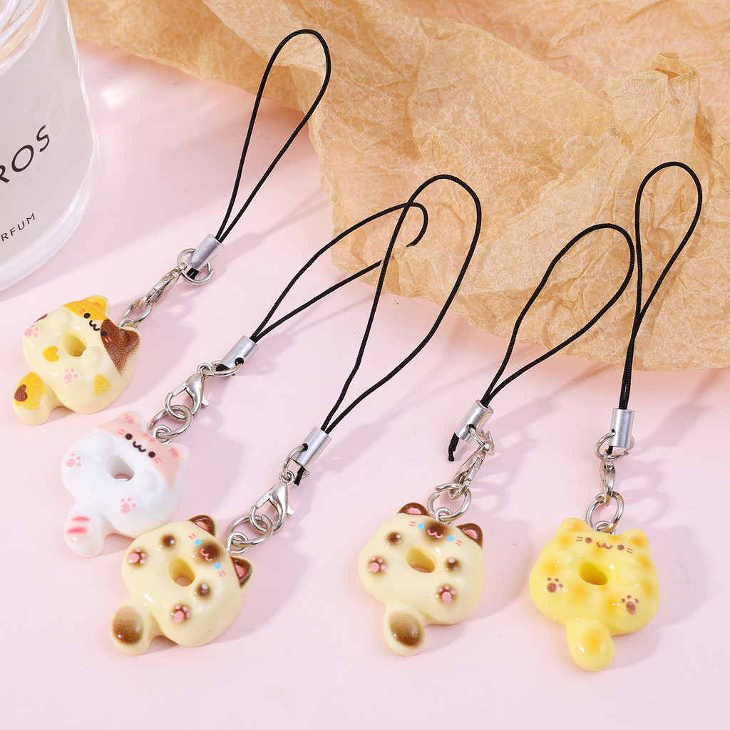 Dây buộc điện thoại hình mèo hoạt hình Mini – Dây đeo móc khóa Kawaii cho túi xách, chìa khóa & di động, Phụ kiện DIY chống thất lạc Y2K dễ thương