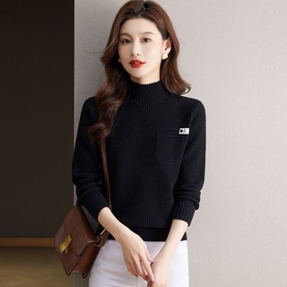 K Dệt Kim Áo Len Thu Đông Phong Cách Phương Tây Rời Nửa Cổ Rùa Dày Ngắn Năm Mới Đỏ Hàng Đầu Phong Cách Mới