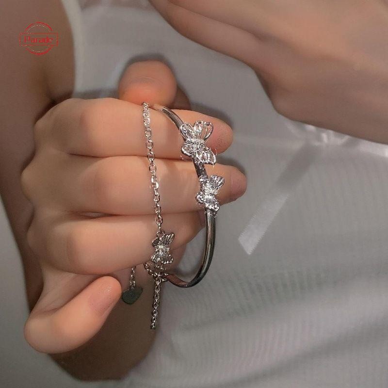 Diễu Hành Thời Trang Rỗng Vòng Tay Cổ Tích Hai Lớp sel Dây Xích Màu Bạc Vòng Tay Cho Nữ Bé Gái Dự Tiệc Trang Sức Quà Tặng VN
