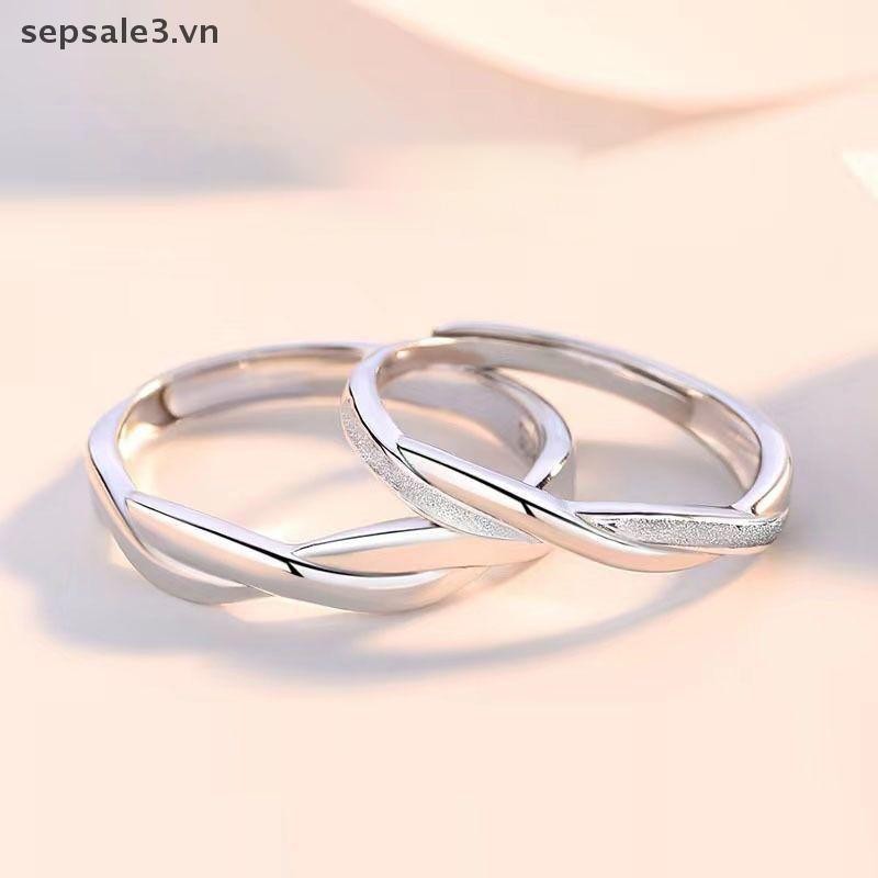 # Vn # Bộ Nhẫn Cặp Đôi Thời Trang Màu Bạc Đơn Giản Mở Nhẫn Ngón Tay Có Thể Điều Chỉnh Ánh Sáng Trang Sức Dành Cho Nữ Quà Tặng Kỷ Niệm.