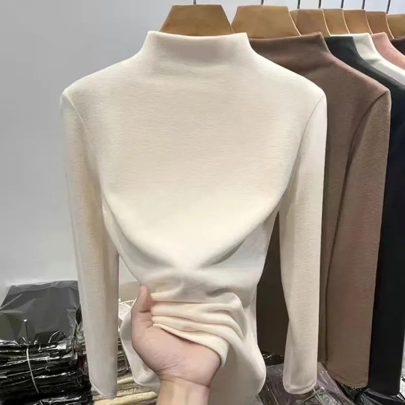 Áo giữ ấm áo mặc trong cổ cao lót nhung áo dài tay tôn dáng mẫu mới cho nữ