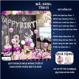 Set Trang Trí Sinh Nhật Màu Tím bằng bóng bay SNNL-Tím 01 Tranh Tre