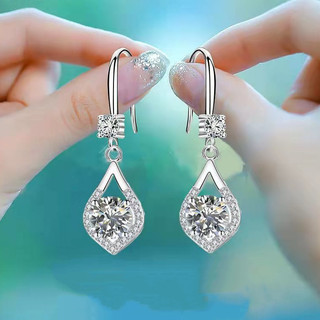 Hoa Tai Giọt Nước Bạc S925 Hoa Tai Kim Cương Mosan Màu Xanh Hồng Hoa Tai Kim Cương Mosan Quà Tặng Nữ S82