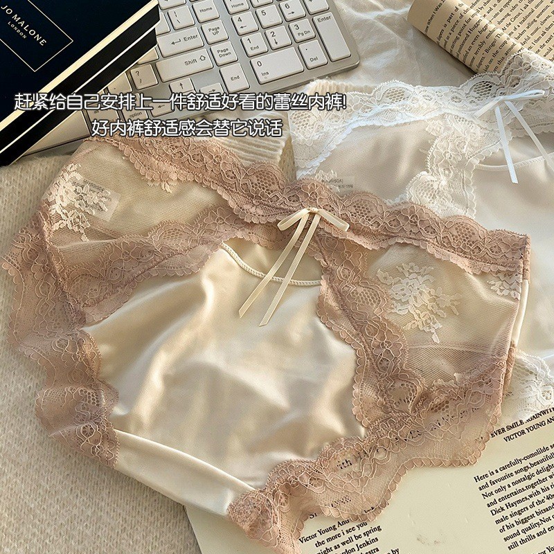 Quần lót nữ ren phong cách mới Quần lót Cotton nguyên chất