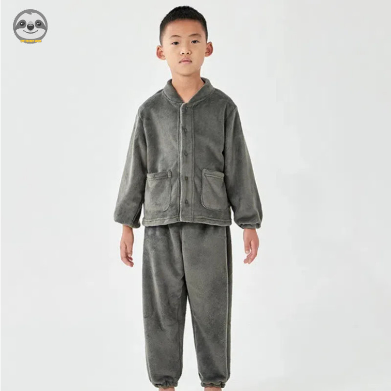 Phong cách Nhật Bản Muji Style / Đồ ngồi mềm mại ấm áp cho trẻ em / Bộ đồ ngủ ấm áp liền mạch cho trẻ em lớn / Quần áo ngồi thân thiện với da cho bé trai bé gái