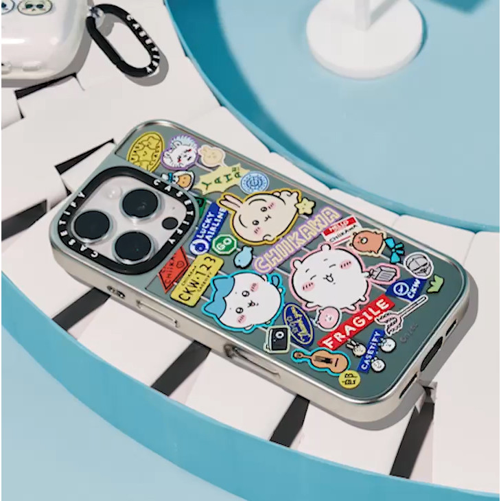 Casetify X Chiikawa Hành Lý Miếng Dán Ốp Lưng Từ Tính Hút Đen & Bạc Gương IPhone IPhone 16 15 14 13 12 Pro Max Plus Ốp Lưng Cứng Có Hộp Khắc logo