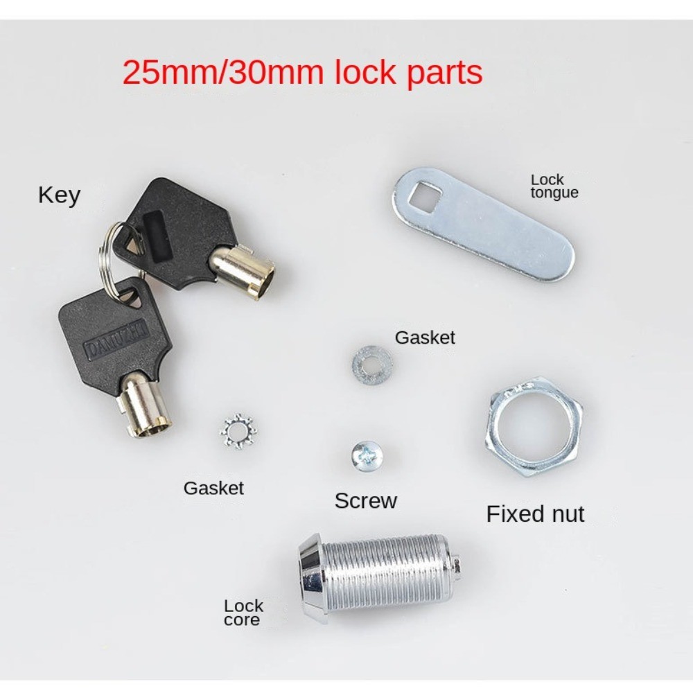 Xi Lanh Cơ Lưỡi Khóa 16 / 20 / 25 / 30 Mm Bàn Tập Tin Ngăn Kéo Hộp Tiền Gửi An Toàn Khóa Thay Thế Với 2 Chìa Khóa Hoa Mai